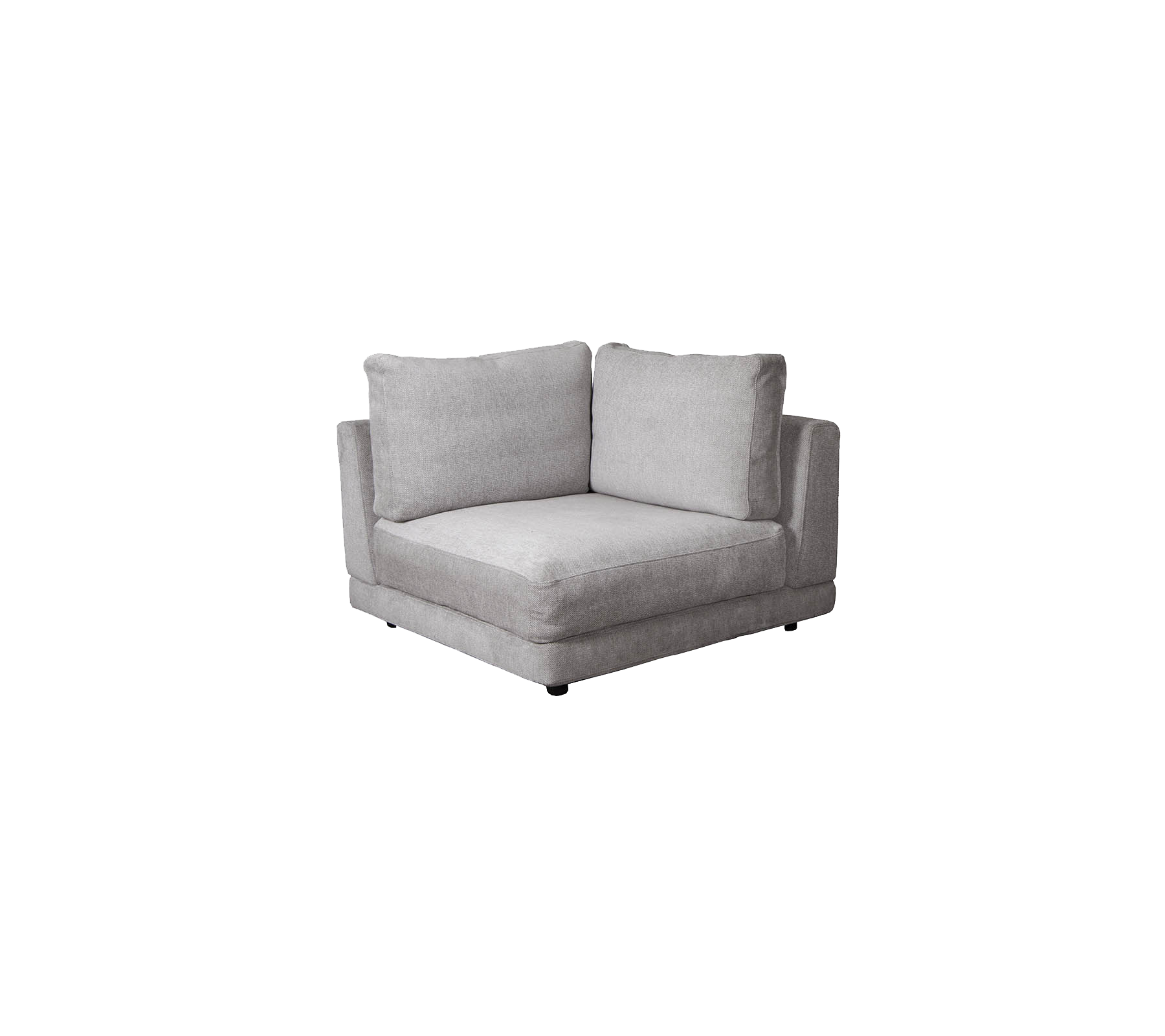 Canapé d'angle gris avec des coussins moelleux, arborant un design moderne et un style décontracté, parfait pour des arrangements de sièges confortables.