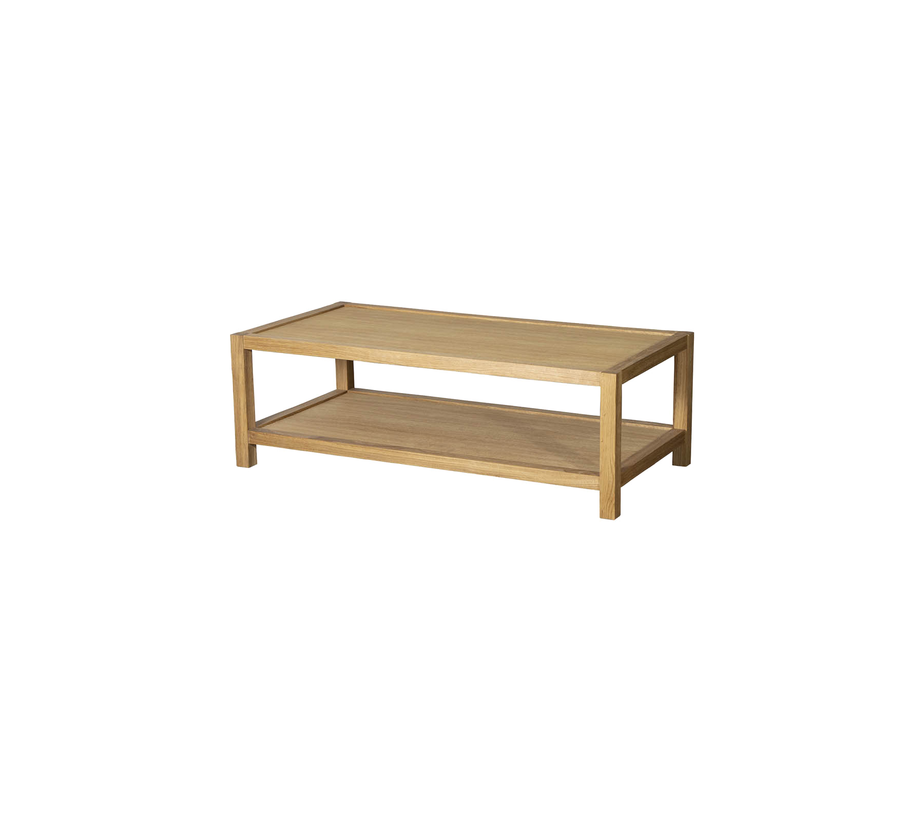 Table basse en bois avec une étagère inférieure pour le rangement, présentant un design simple et moderne. Convient à divers styles de décoration.