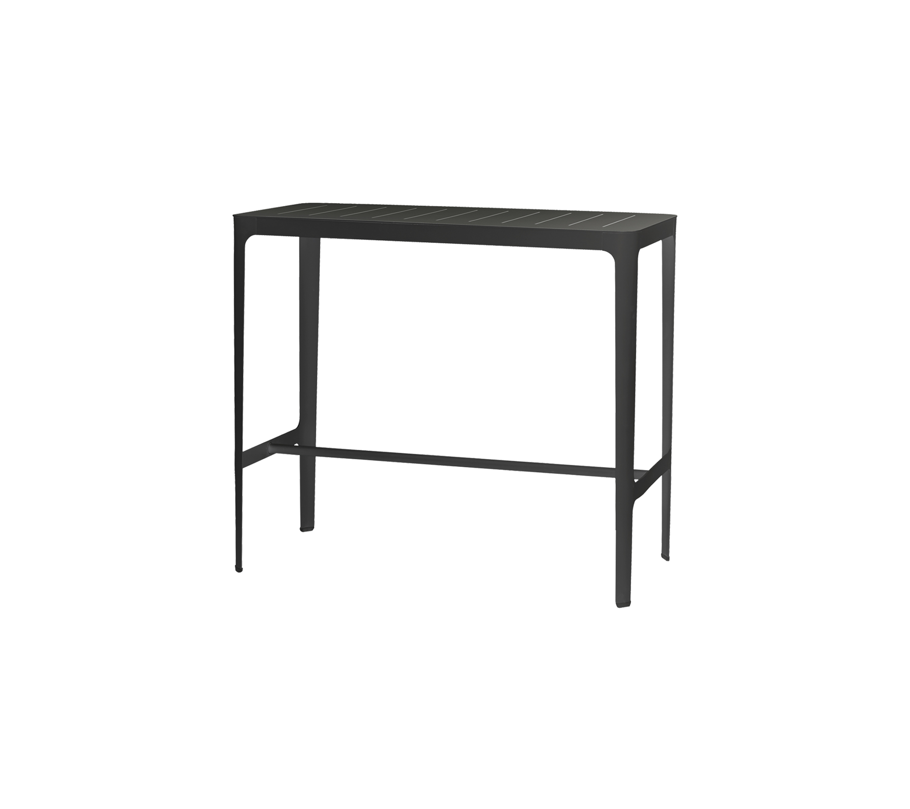 Table console noire élégante au design minimaliste et une étagère inférieure pour un rangement ou une exposition supplémentaires.