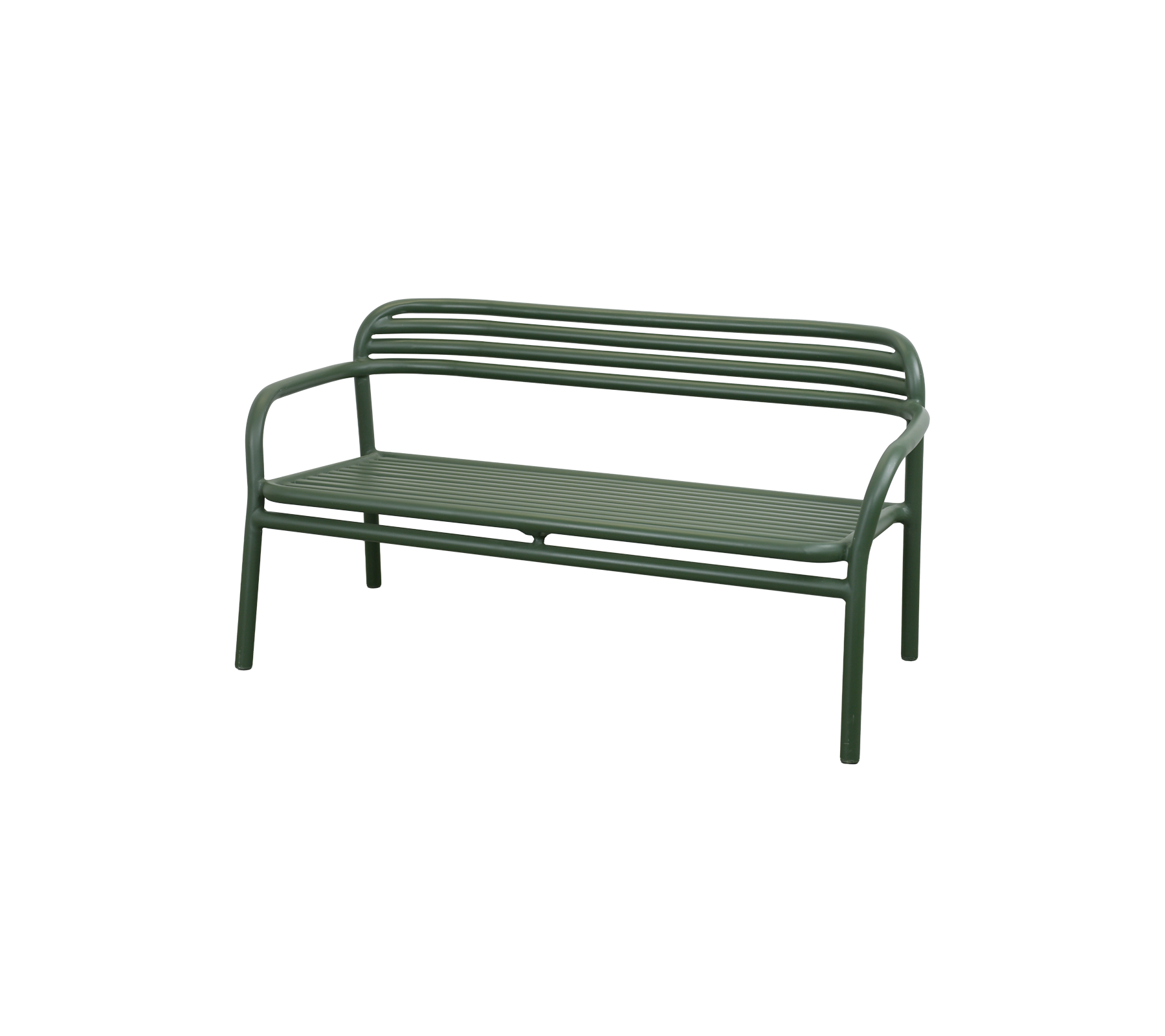 Banc vert foncé au design simple.