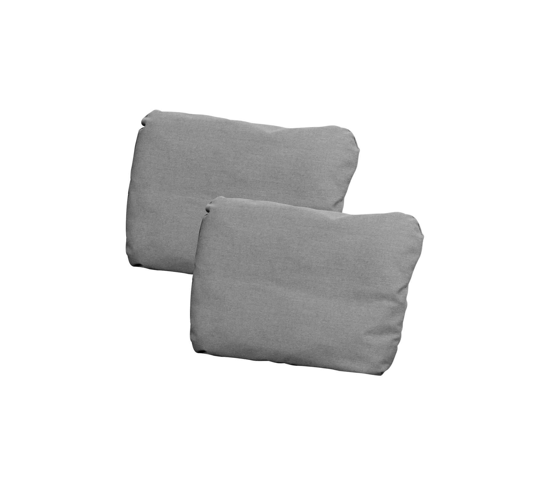 Deux coussins gris rectangulaires et doux empilés étroitement l'un sur l'autre.