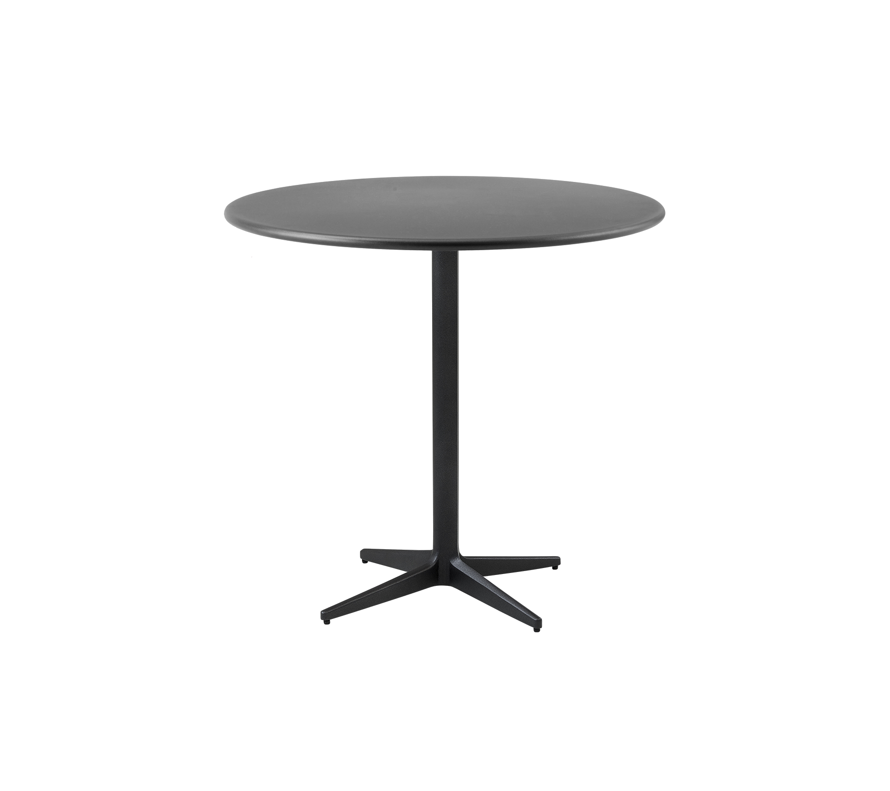 Table ronde avec une finition noire élégante et un design minimaliste, dotée d'une base centrale robuste pour la stabilité.