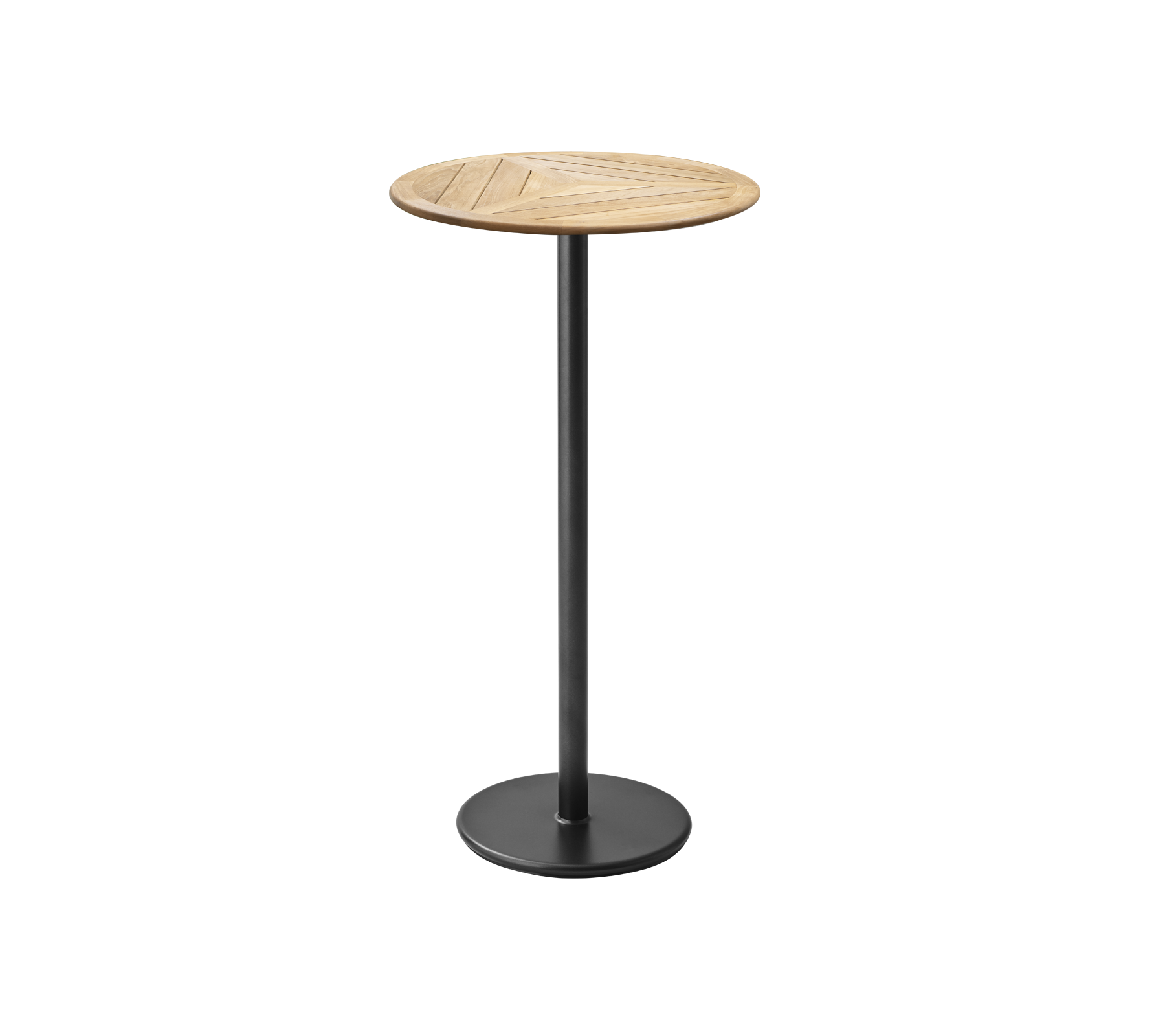 Table bistro ronde en bois élégante avec une base noire épurée, parfaite pour des rassemblements décontractés ou comme pièce d'accent contemporaine.
