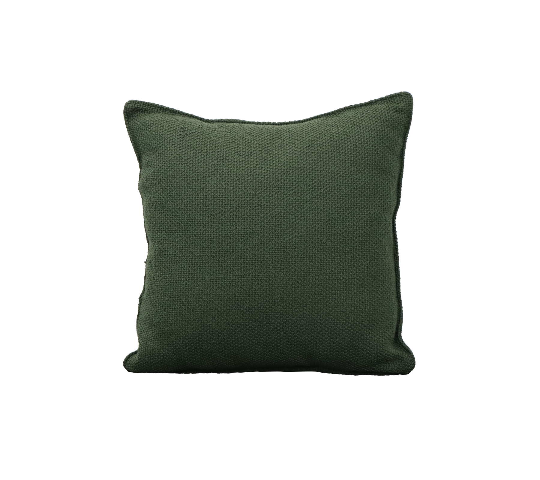 Coussin carré vert solide avec une surface texturée, idéal pour ajouter du confort et du style aux meubles.