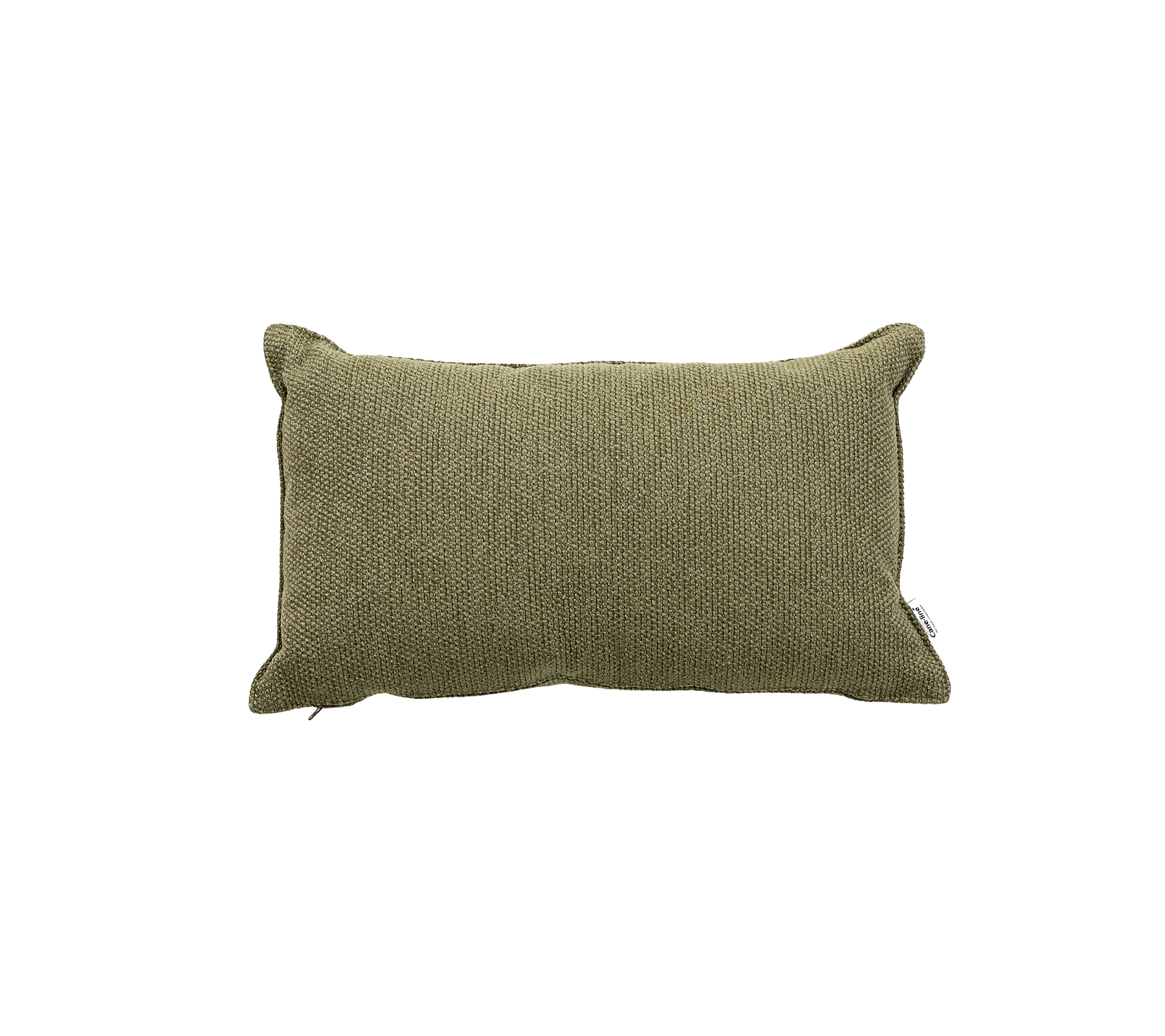 Coussin rectangulaire vert en tissu texturé avec des bords arrondis, parfait pour ajouter du confort et du style à n'importe quel espace.