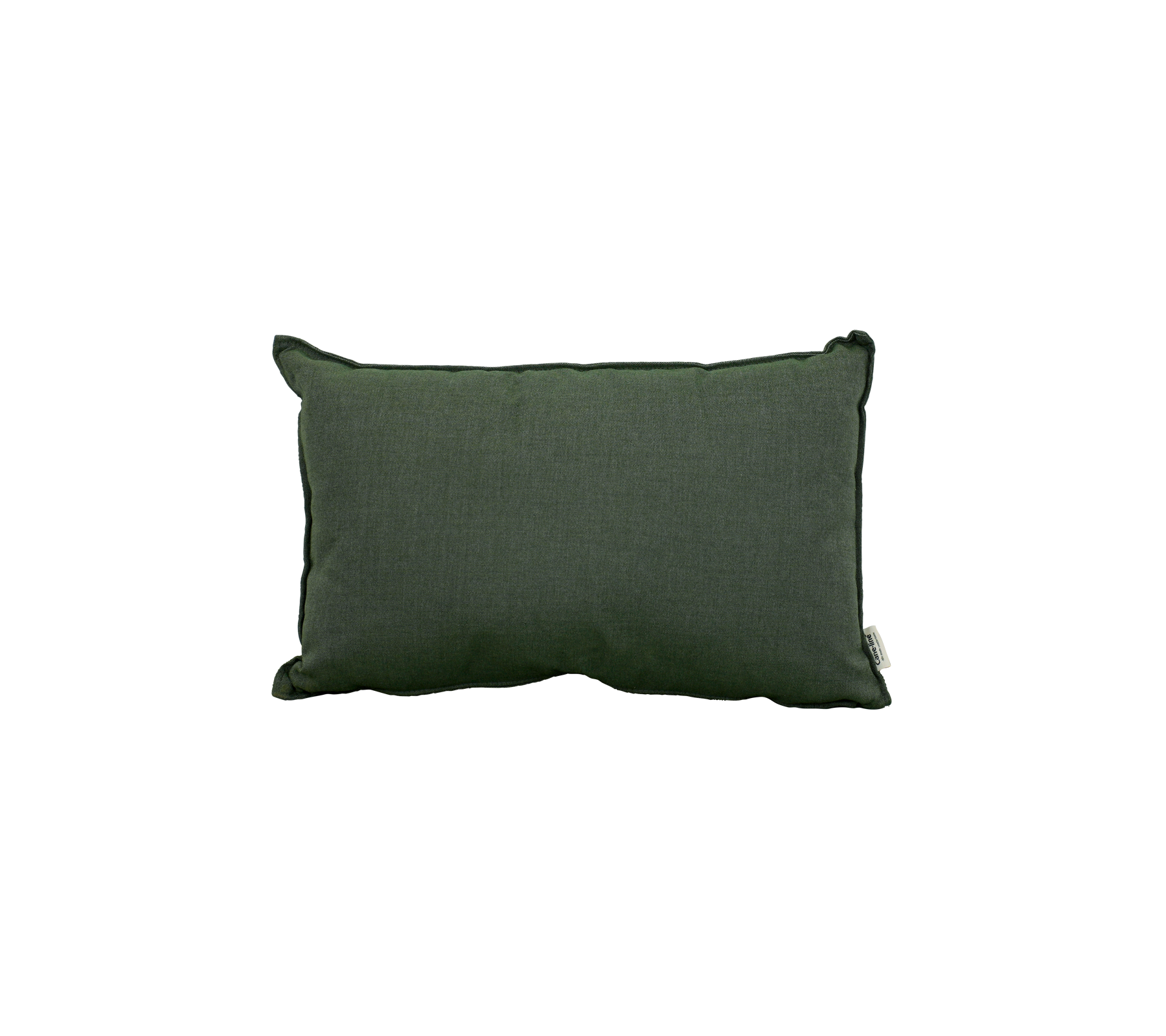 Coussin rectangulaire vert avec un design simple.