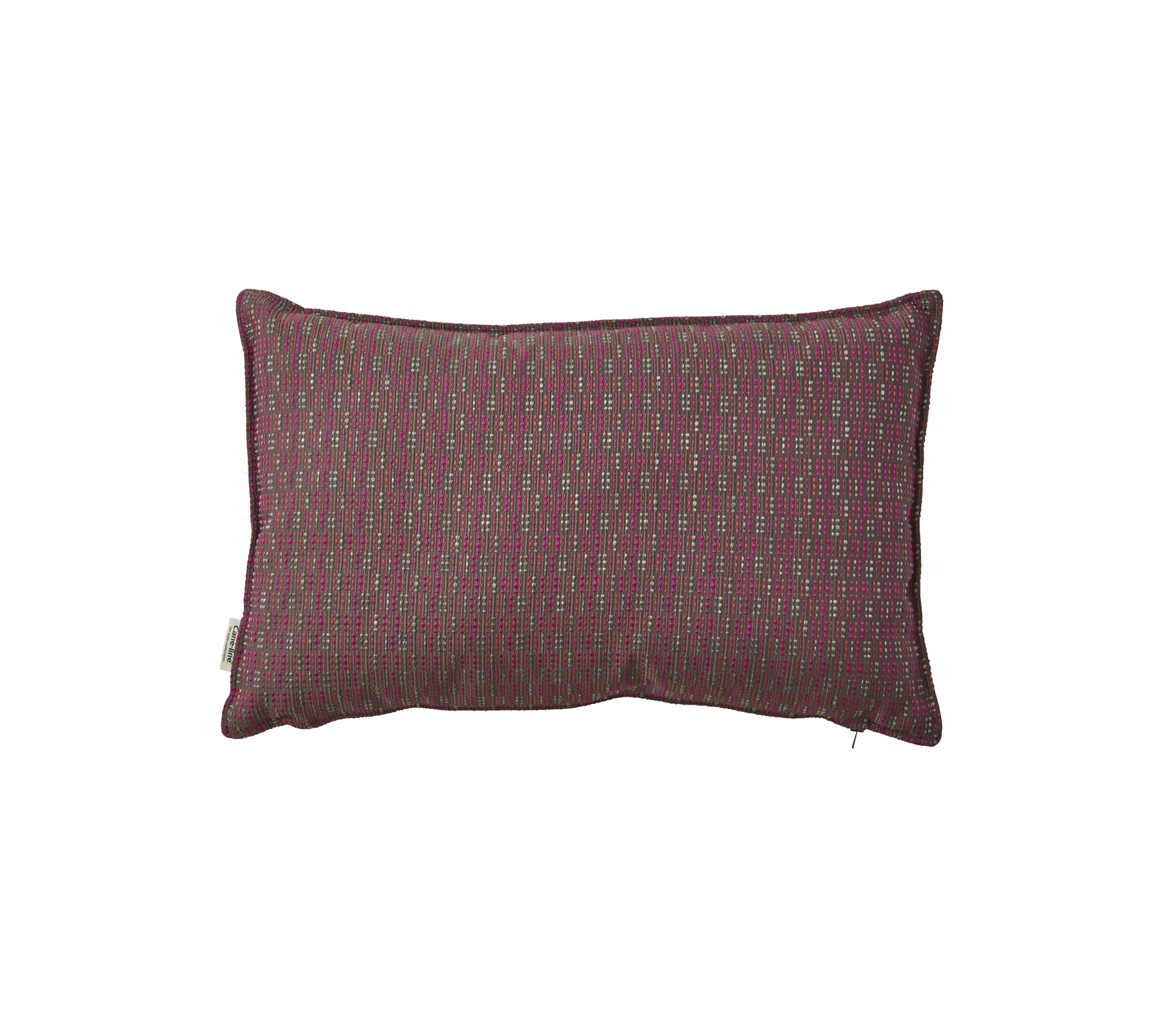 Coussin décoratif rectangulaire dans une riche couleur bordeaux avec un motif texturé, ajoutant du style et de la chaleur à n'importe quel espace.