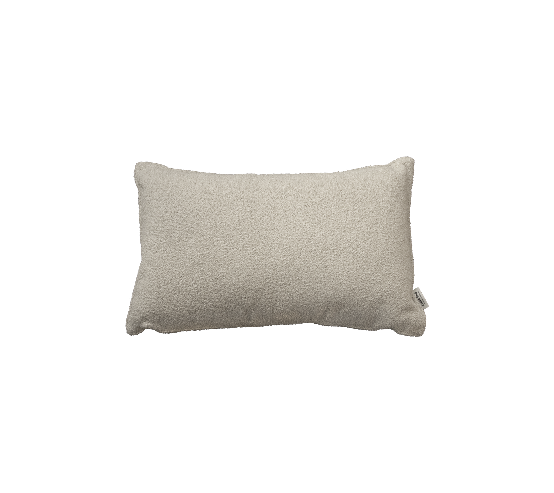 Coussin rectangulaire doux de couleur neutre claire, avec une surface texturée pour plus de confort et de style.