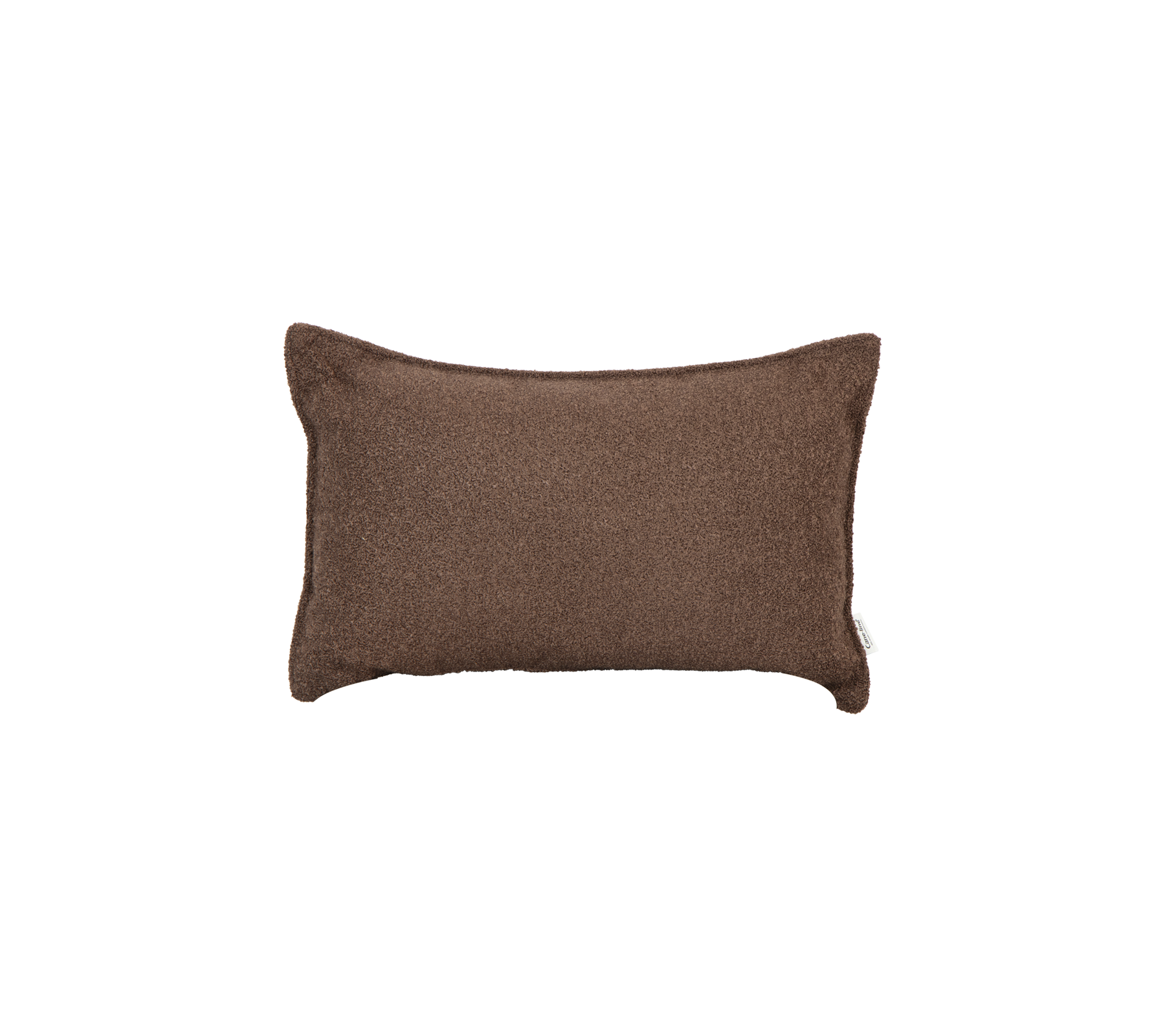 Coussin rectangulaire doux en tissu brun texturé, ajoutant une touche de confort à n'importe quel espace.