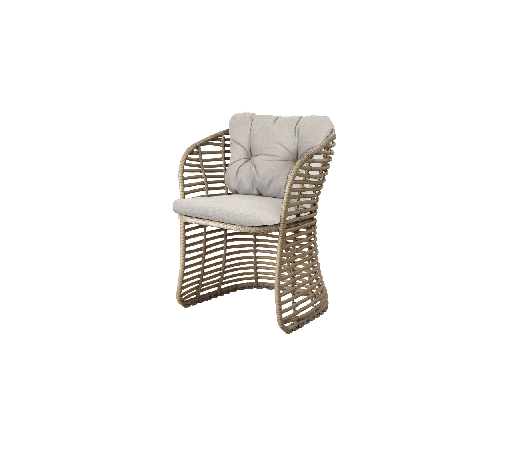 Chaise tissée élégante avec un siège et un dossier rembourrés dans une couleur neutre, parfaite pour des agencements de sièges modernes.