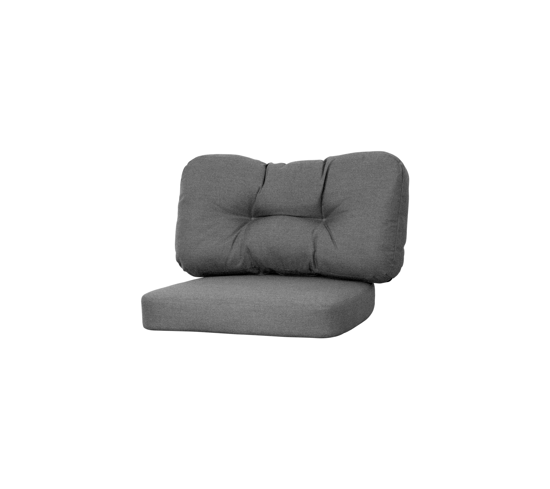 Fauteuil lounge rembourré gris avec un dossier et un siège en peluche, présentant des détails en relief pour un confort et un style supplémentaires.