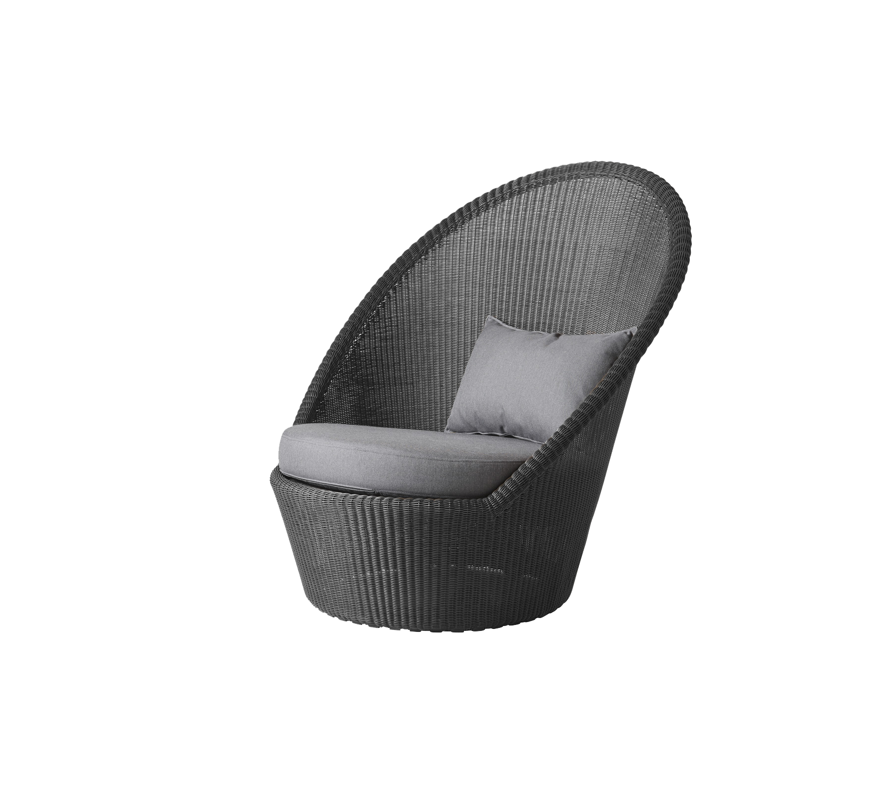 Chaise élégante au design courbé, dotée d'un coussin confortable et d'une texture tissée dans une couleur grise élégante. Idéale pour se détendre.