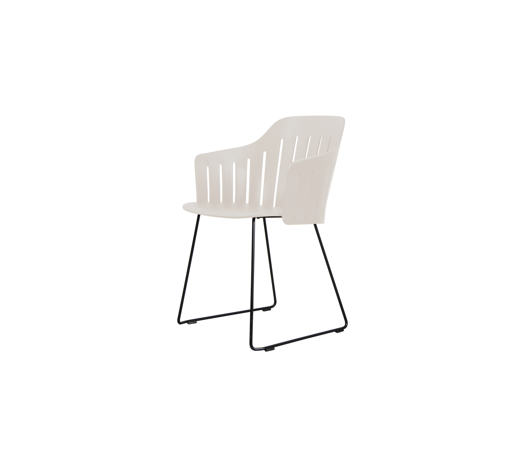Chaise en sable au design moderne et à cadre noir.