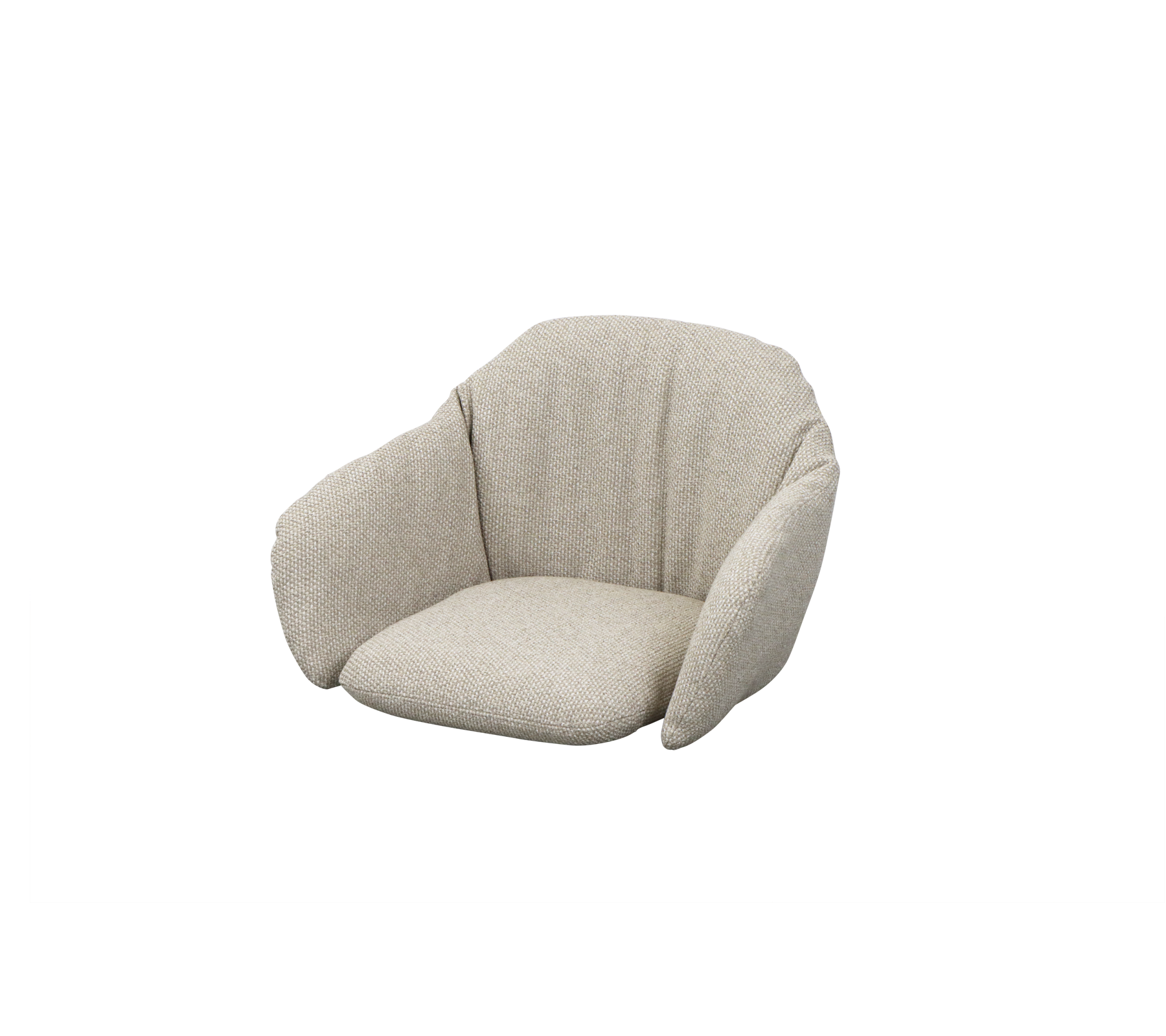 Un fauteuil moderne et confortable avec un tissu doux et texturé et un design incurvé élégant, parfait pour un siège détendu.