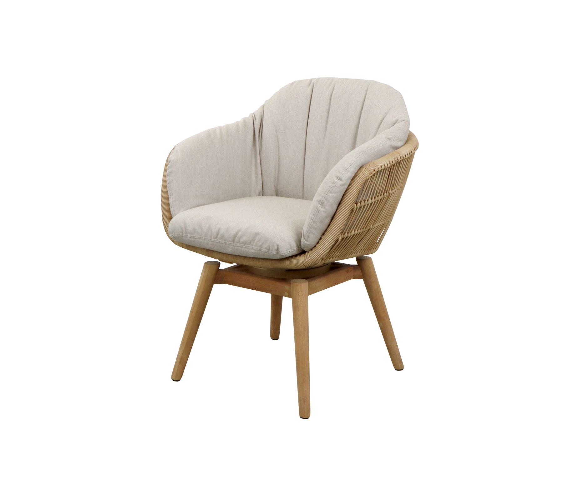 Une chaise élégante avec un dossier courbé, un revêtement en crème doux et un cadre en bois naturel pour un look moderne et chaleureux.
