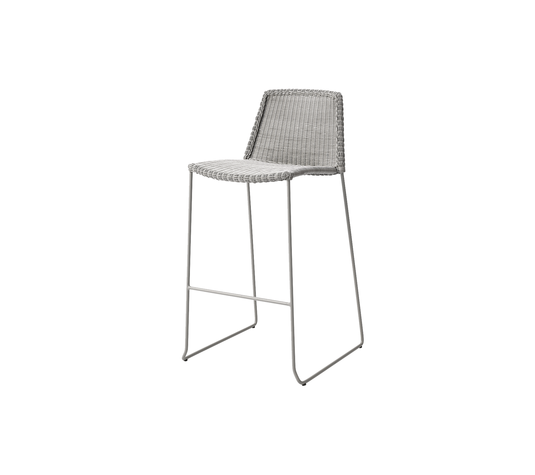 Tabouret de bar élégant avec un design épuré, présentant un siège tissé et des pieds en métal fins pour une esthétique moderne.