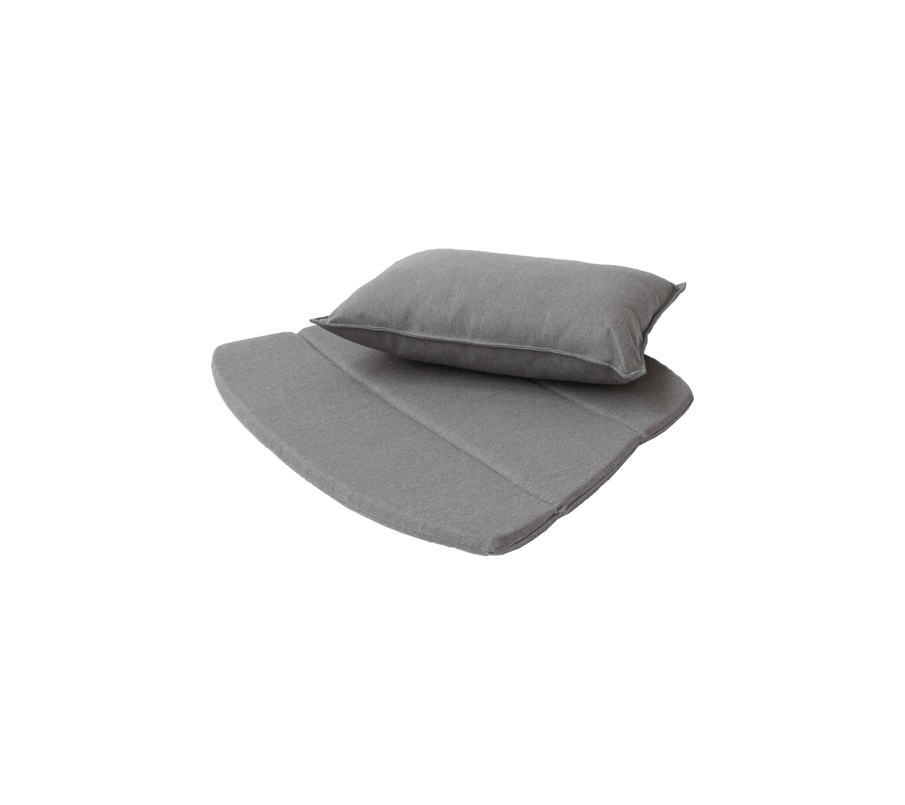 Ensemble de coussins gris comprenant un coussin de base plat et un coussin de dos assorti pour plus de confort et de soutien.