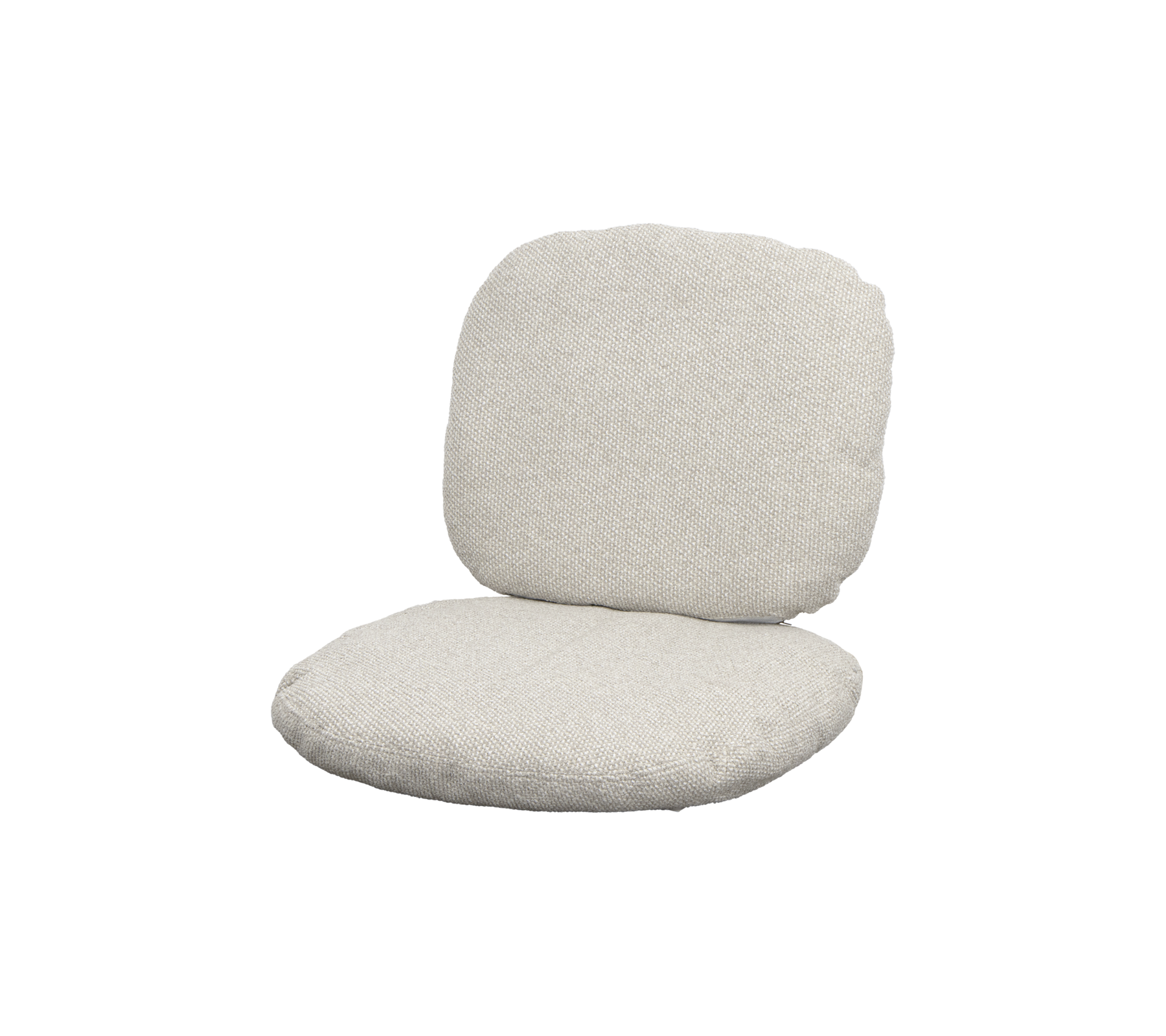 Un coussin doux et beige avec un dossier arrondi, conçu pour le confort et le siège décontracté. Idéal pour se détendre ou se relaxer.