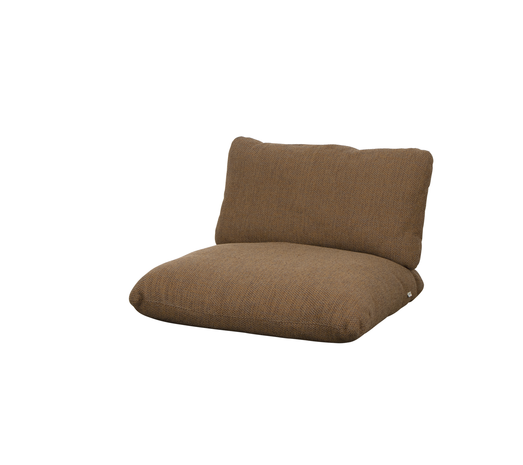 Chaise rembourrée brune avec dossier, conçue pour le confort et la détente, avec un tissu doux et texturé.