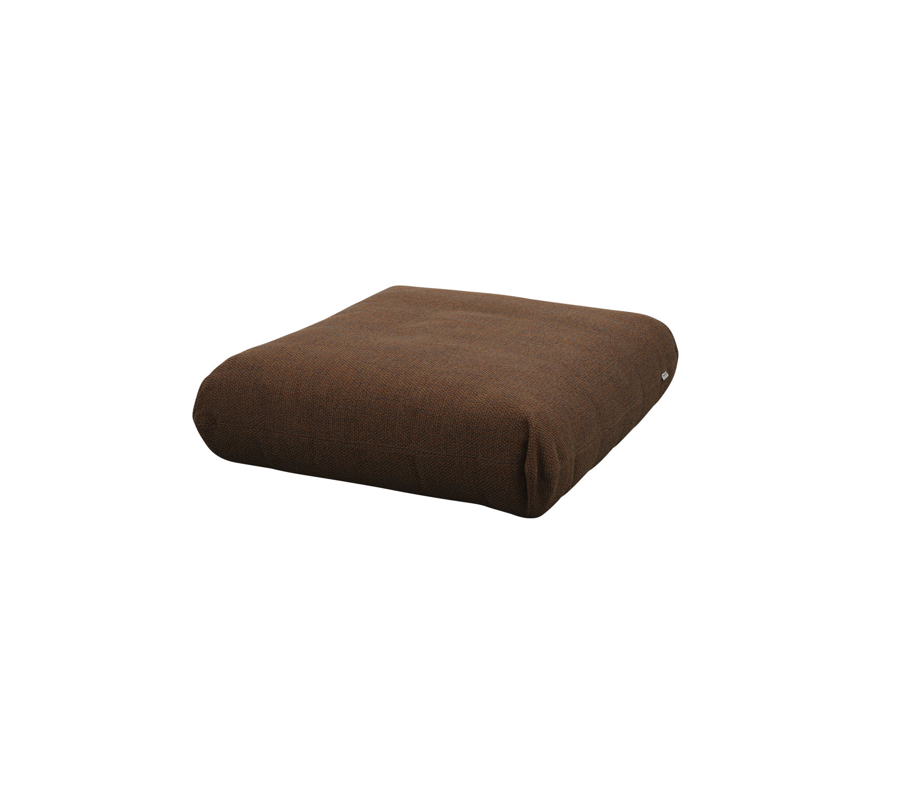 Coussin carré marron avec une texture en tissu doux, idéal pour le confort et l'usage décoratif.