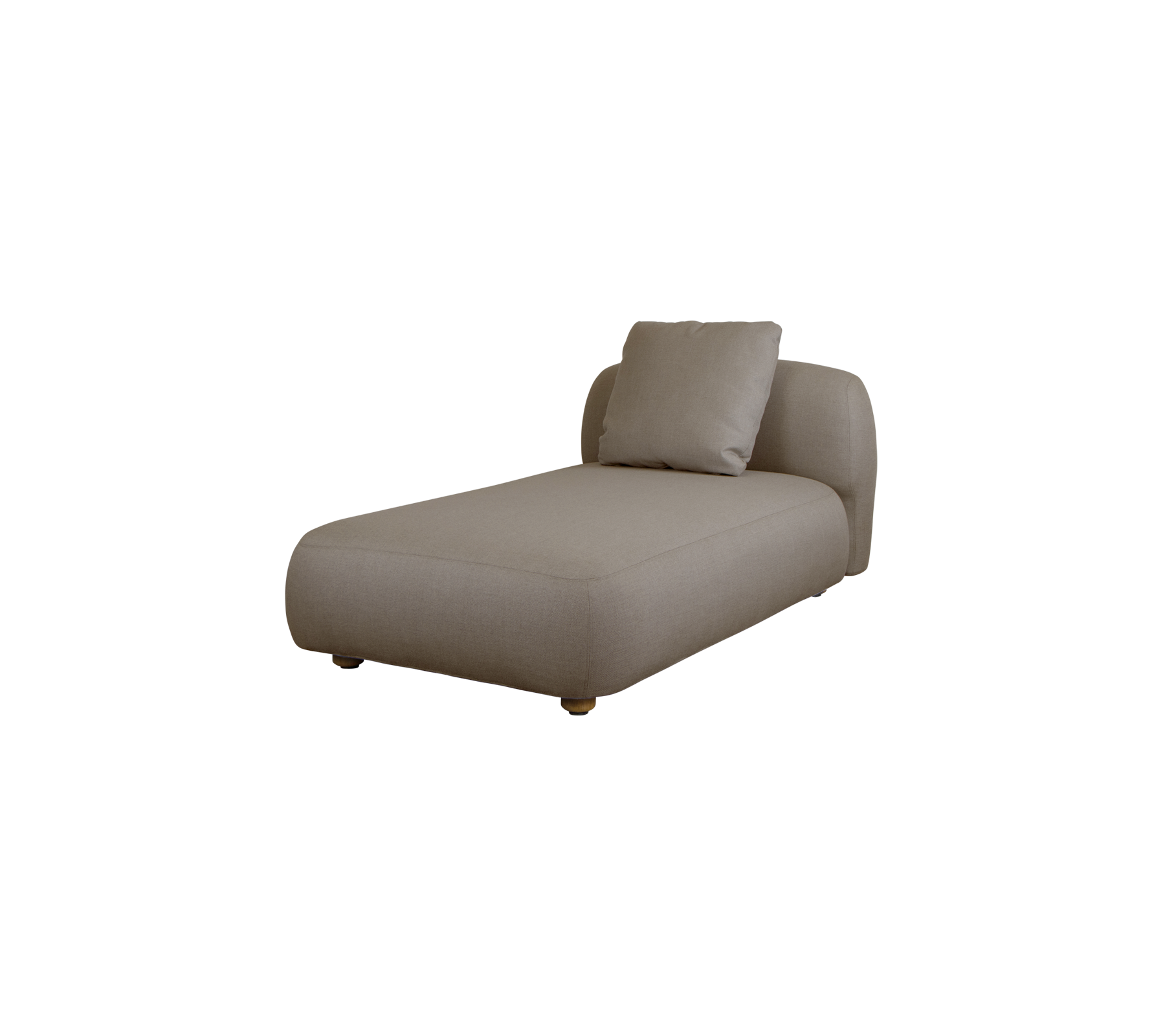 Chaise longue contemporaine en tissu neutre, avec un design élégant et minimaliste et un coussin moelleux pour le confort.
