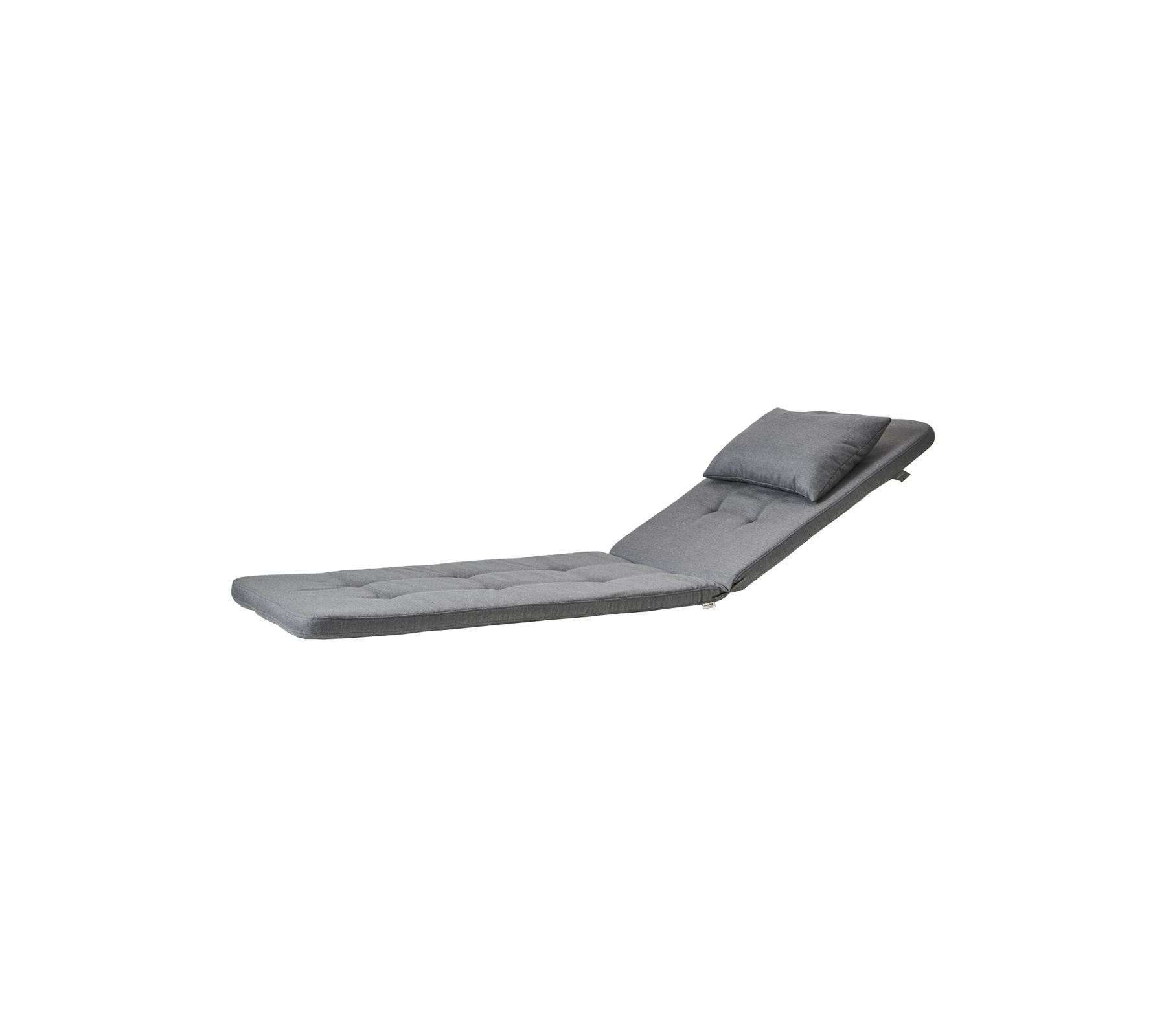 Chaise longue réglable élégante en tissu gris moderne, avec un design capitonné et un appui-tête confortable. Parfait pour se détendre.