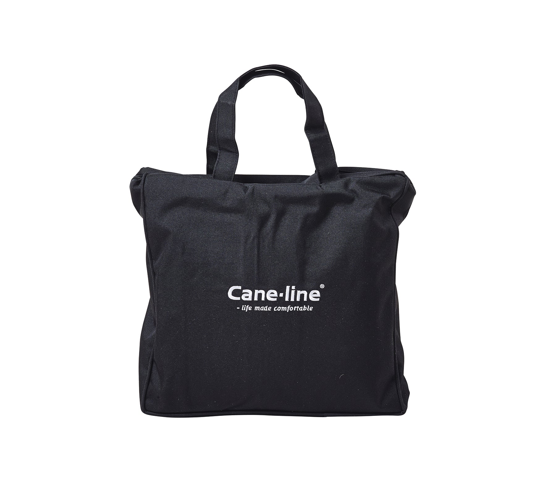 Sac fourre-tout noir avec le logo Cane-line en blanc. Convient à divers usages, alliant style et fonctionnalité.