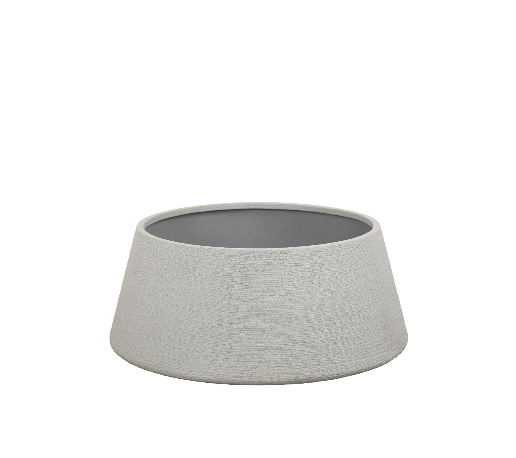 Bol gris avec un extérieur texturé et un intérieur sombre.