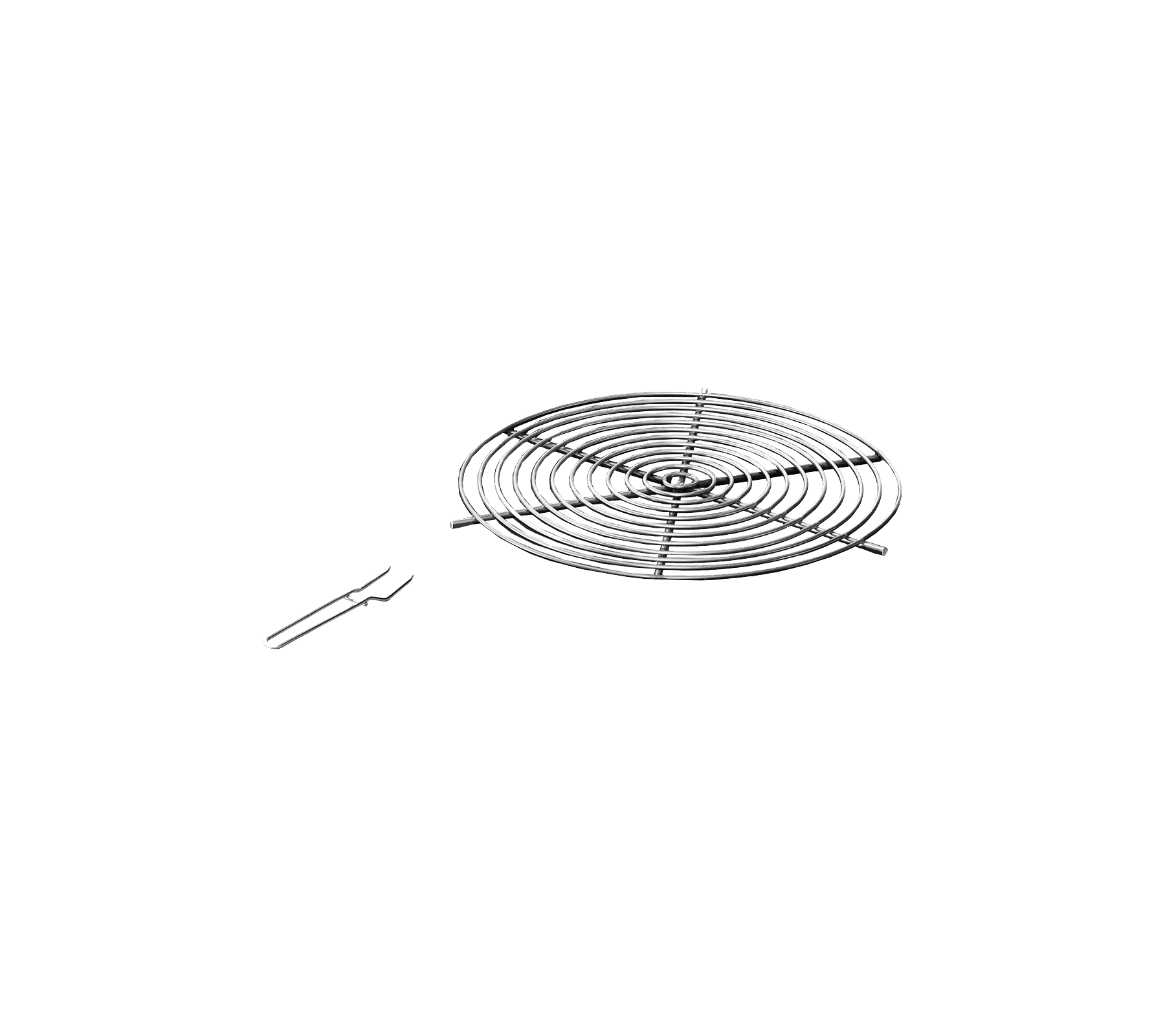 Grille de refroidissement en métal avec un design en spirale et une paire de poignées de levage pour un retrait facile. Idéal pour refroidir les produits de boulangerie.