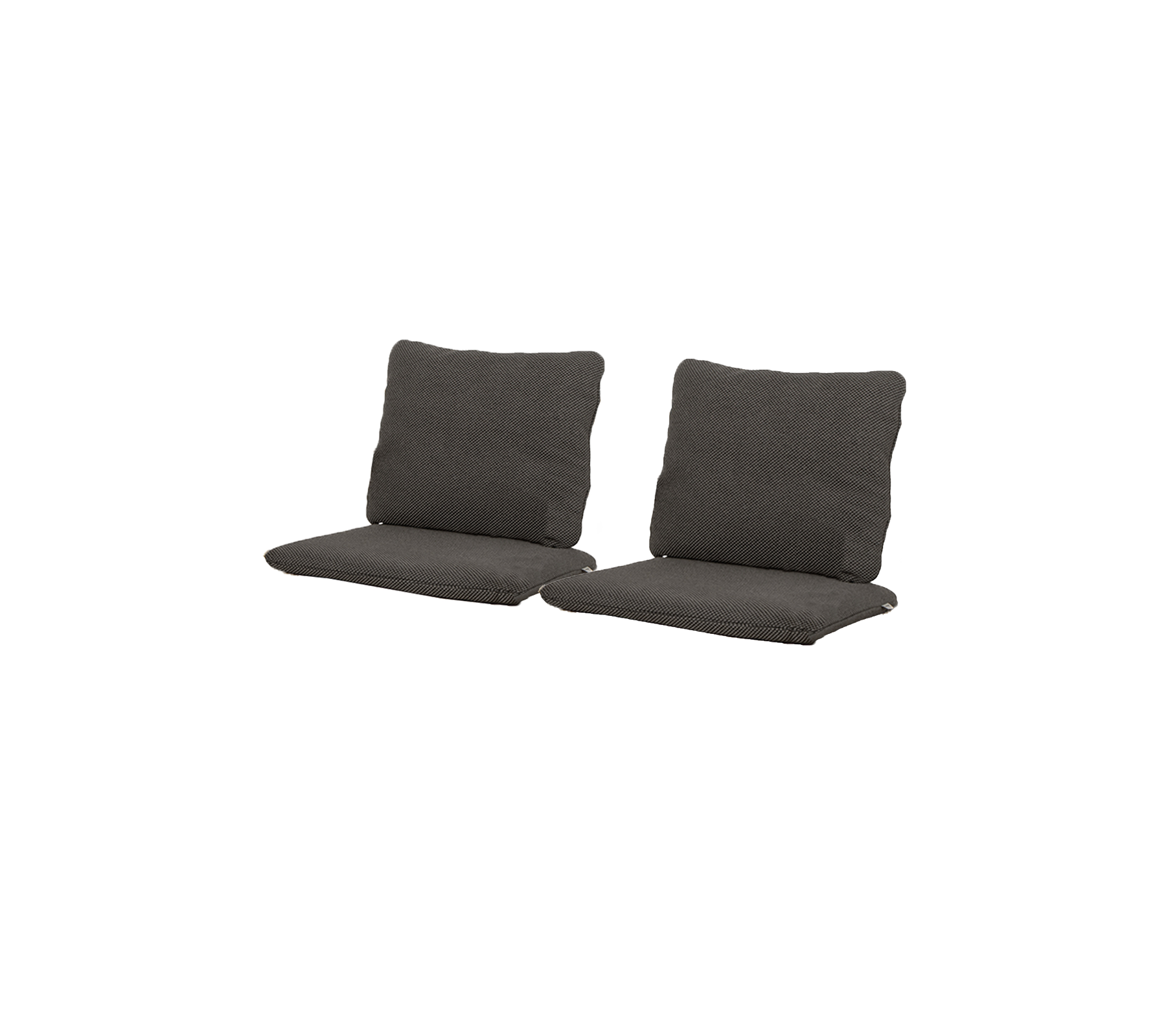 Deux coussins gris foncé conçus pour s'asseoir, avec des dos et des assises doux pour le confort. Idéal pour améliorer la relaxation.