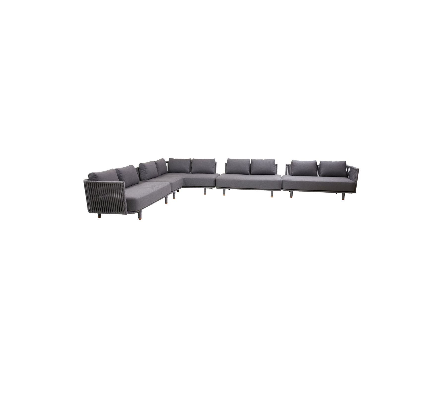 Canapé sectionnel moderne en forme de U, tapissé en tissu gris avec des coussins confortables pour une expérience de siège agréable.