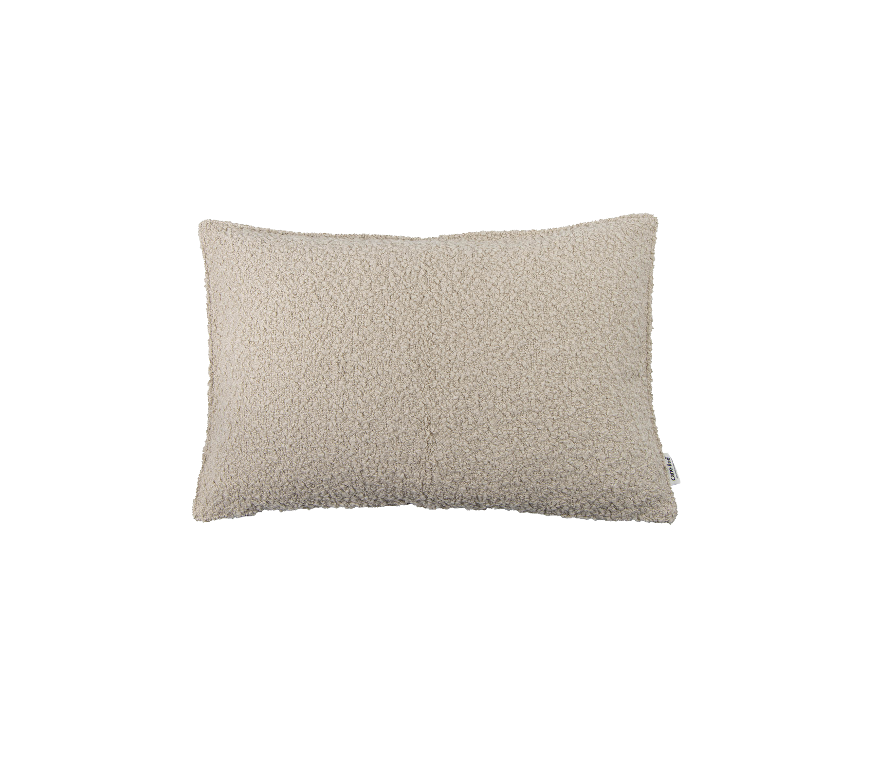 Coussin rectangulaire en tissu beige doux, ajoutant une touche de confort et de style à n'importe quel environnement.