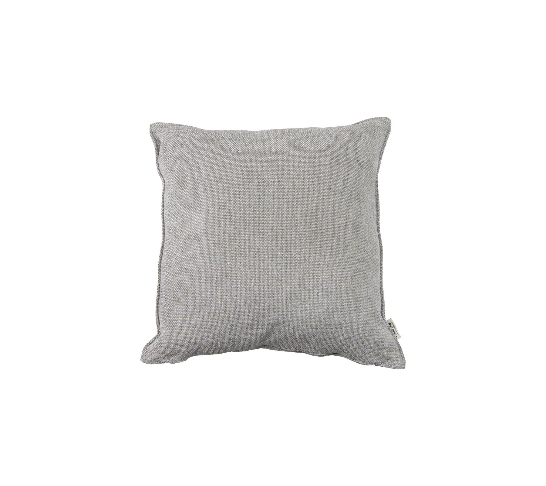 Coussin décoratif en gris texturé avec une forme carrée, conçu pour compléter divers styles de décoration intérieure.