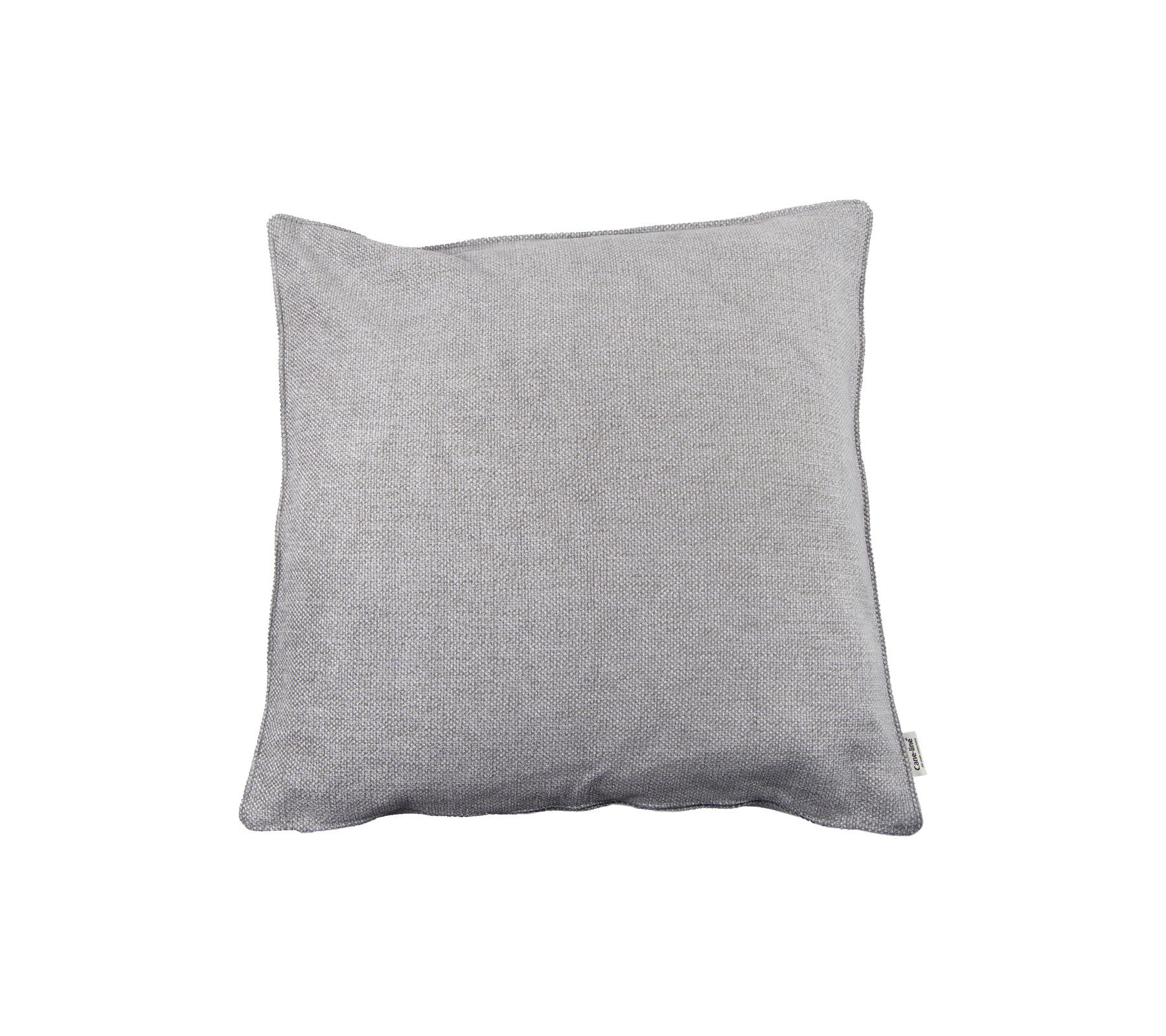 Coussin décoratif gris avec un tissu texturé, offrant une touche élégante pour les arrangements de sièges ou de literie.